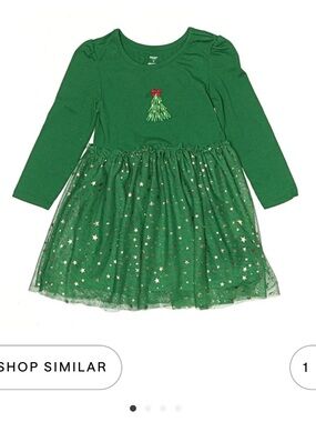 Holiday Time Teal Green Girls Holiday Top with Embroidered Tree